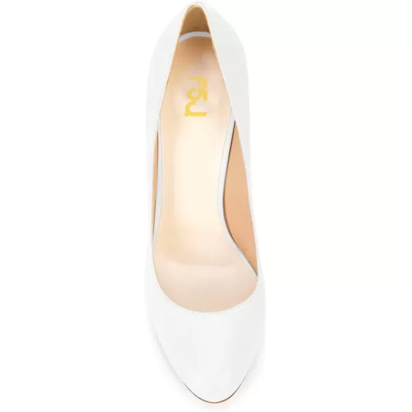 imageFSJ Women Elegant Round Toe Formal Pumps Slip On Office Dress Shoe Chunky Heel Size 415 USWhite