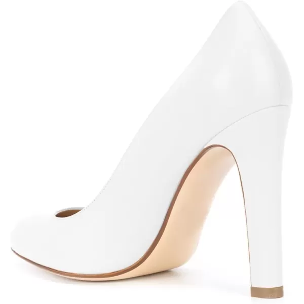imageFSJ Women Elegant Round Toe Formal Pumps Slip On Office Dress Shoe Chunky Heel Size 415 USWhite