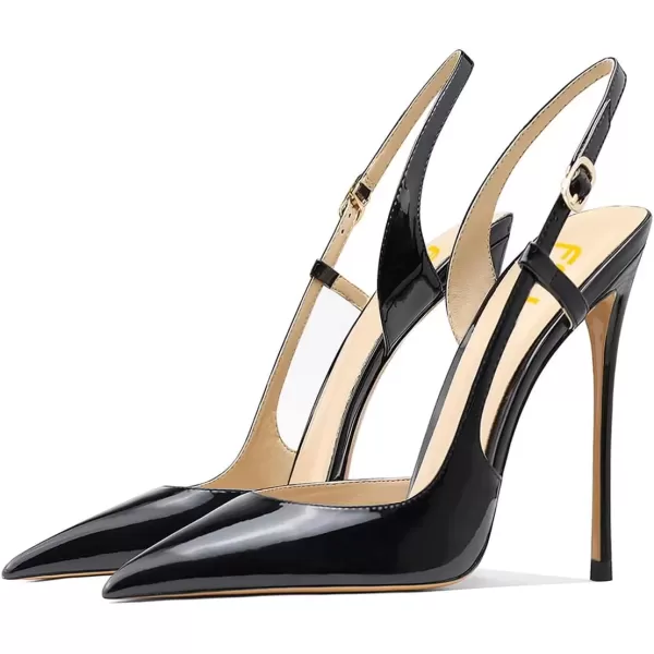 imageFSJ Women Sexy Pointed Toe DOrsay High Heel Slingback Pumps Sandals Cutout Strappy Stiletto Slip On Party Prom Formal Shoes Size 415 USBlack
