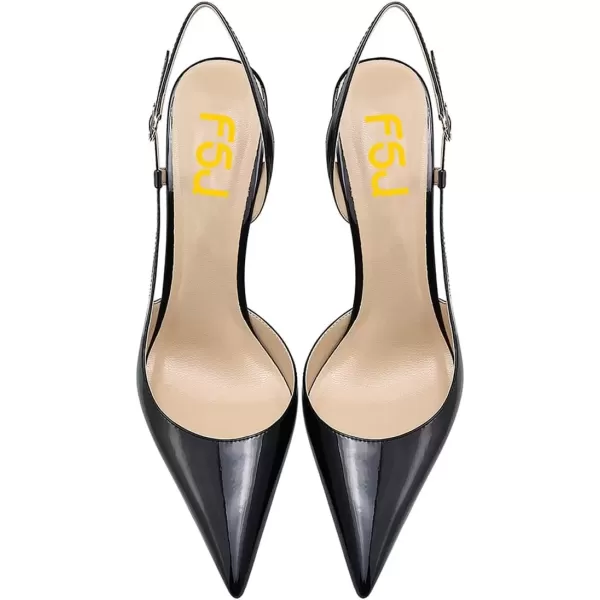 imageFSJ Women Sexy Pointed Toe DOrsay High Heel Slingback Pumps Sandals Cutout Strappy Stiletto Slip On Party Prom Formal Shoes Size 415 USBlack