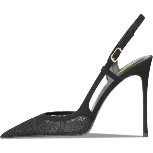 imageFSJ Women Sexy Pointed Toe DOrsay High Heel Slingback Pumps Sandals Cutout Strappy Stiletto Slip On Party Prom Formal Shoes Size 415 USBlack Mesh
