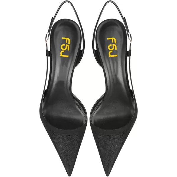 imageFSJ Women Sexy Pointed Toe DOrsay High Heel Slingback Pumps Sandals Cutout Strappy Stiletto Slip On Party Prom Formal Shoes Size 415 USBlack Mesh