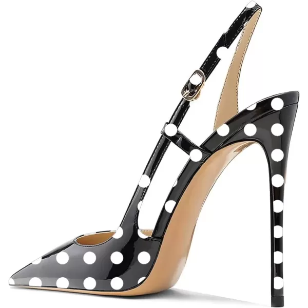 imageFSJ Women Sexy Pointed Toe DOrsay High Heel Slingback Pumps Sandals Cutout Strappy Stiletto Slip On Party Prom Formal Shoes Size 415 USBlack and White Dots
