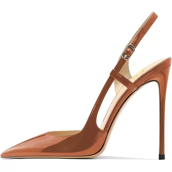 imageFSJ Women Sexy Pointed Toe DOrsay High Heel Slingback Pumps Sandals Cutout Strappy Stiletto Slip On Party Prom Formal Shoes Size 415 USBrown