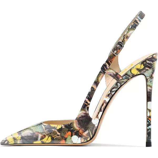 imageFSJ Women Sexy Pointed Toe DOrsay High Heel Slingback Pumps Sandals Cutout Strappy Stiletto Slip On Party Prom Formal Shoes Size 415 USButterfly Print