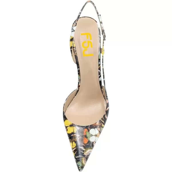 imageFSJ Women Sexy Pointed Toe DOrsay High Heel Slingback Pumps Sandals Cutout Strappy Stiletto Slip On Party Prom Formal Shoes Size 415 USButterfly Print