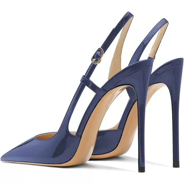 imageFSJ Women Sexy Pointed Toe DOrsay High Heel Slingback Pumps Sandals Cutout Strappy Stiletto Slip On Party Prom Formal Shoes Size 415 USDark Blue