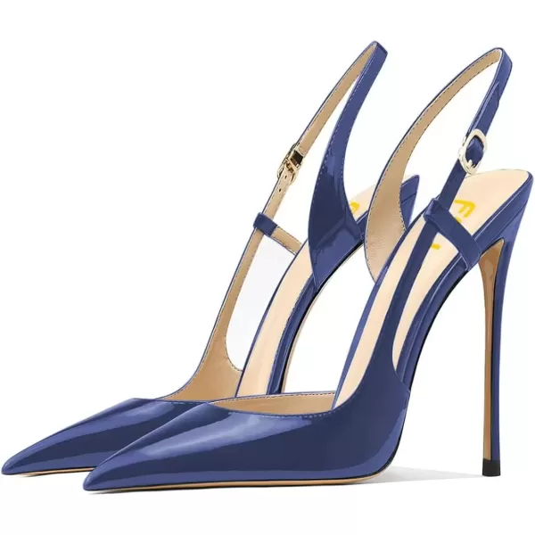 imageFSJ Women Sexy Pointed Toe DOrsay High Heel Slingback Pumps Sandals Cutout Strappy Stiletto Slip On Party Prom Formal Shoes Size 415 USDark Blue