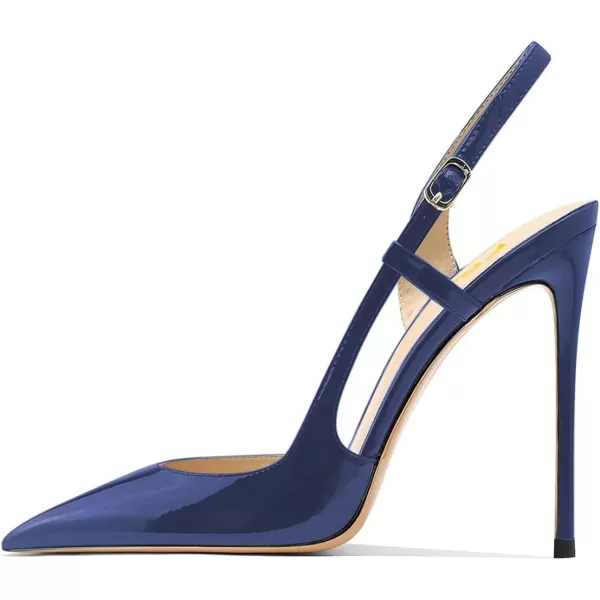 imageFSJ Women Sexy Pointed Toe DOrsay High Heel Slingback Pumps Sandals Cutout Strappy Stiletto Slip On Party Prom Formal Shoes Size 415 USDark Blue
