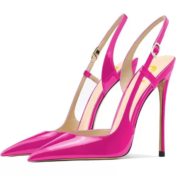 imageFSJ Women Sexy Pointed Toe DOrsay High Heel Slingback Pumps Sandals Cutout Strappy Stiletto Slip On Party Prom Formal Shoes Size 415 USFuchsia