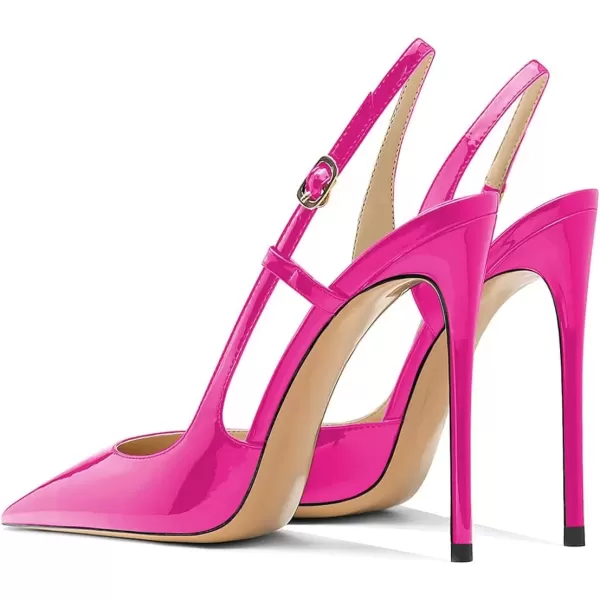 imageFSJ Women Sexy Pointed Toe DOrsay High Heel Slingback Pumps Sandals Cutout Strappy Stiletto Slip On Party Prom Formal Shoes Size 415 USFuchsia