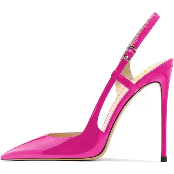 imageFSJ Women Sexy Pointed Toe DOrsay High Heel Slingback Pumps Sandals Cutout Strappy Stiletto Slip On Party Prom Formal Shoes Size 415 USFuchsia