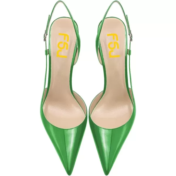imageFSJ Women Sexy Pointed Toe DOrsay High Heel Slingback Pumps Sandals Cutout Strappy Stiletto Slip On Party Prom Formal Shoes Size 415 USGreen
