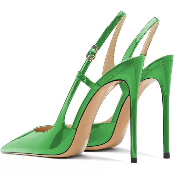imageFSJ Women Sexy Pointed Toe DOrsay High Heel Slingback Pumps Sandals Cutout Strappy Stiletto Slip On Party Prom Formal Shoes Size 415 USGreen