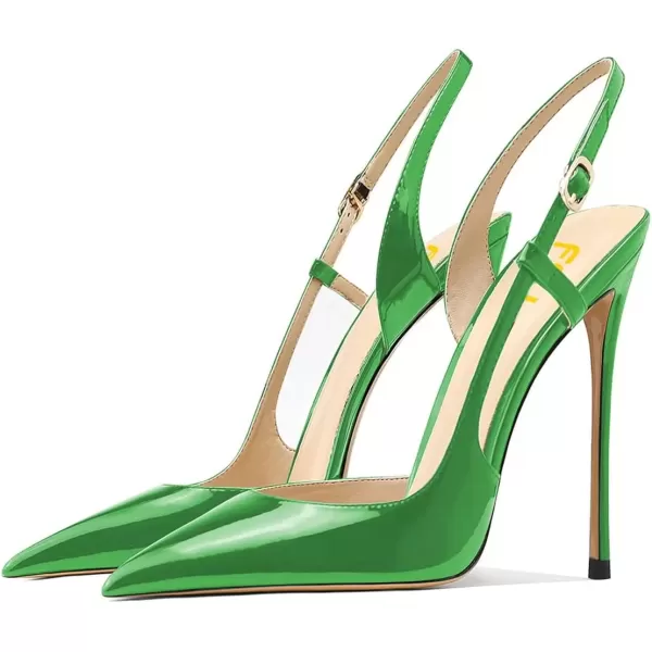 imageFSJ Women Sexy Pointed Toe DOrsay High Heel Slingback Pumps Sandals Cutout Strappy Stiletto Slip On Party Prom Formal Shoes Size 415 USGreen