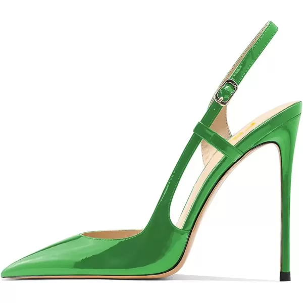 imageFSJ Women Sexy Pointed Toe DOrsay High Heel Slingback Pumps Sandals Cutout Strappy Stiletto Slip On Party Prom Formal Shoes Size 415 USGreen