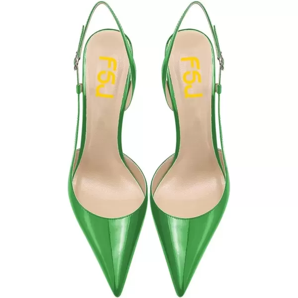 imageFSJ Women Sexy Pointed Toe DOrsay High Heel Slingback Pumps Sandals Cutout Strappy Stiletto Slip On Party Prom Formal Shoes Size 415 USGreenspike