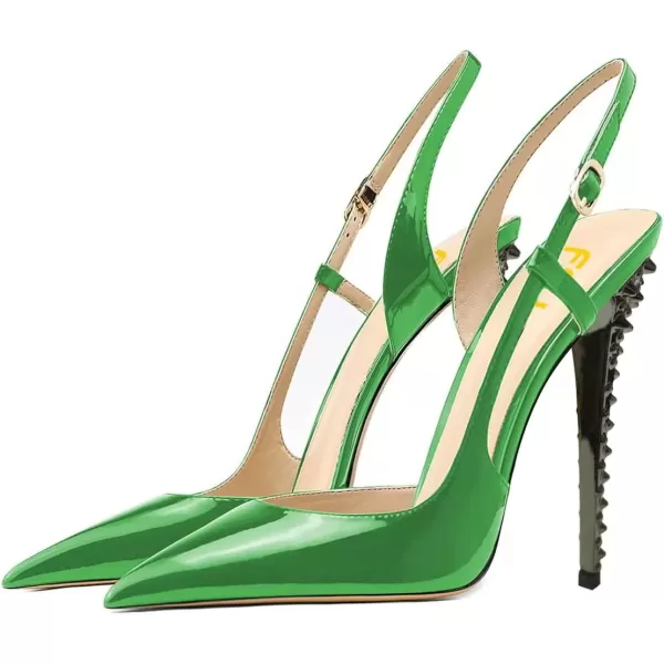 imageFSJ Women Sexy Pointed Toe DOrsay High Heel Slingback Pumps Sandals Cutout Strappy Stiletto Slip On Party Prom Formal Shoes Size 415 USGreenspike