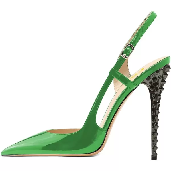 imageFSJ Women Sexy Pointed Toe DOrsay High Heel Slingback Pumps Sandals Cutout Strappy Stiletto Slip On Party Prom Formal Shoes Size 415 USGreenspike