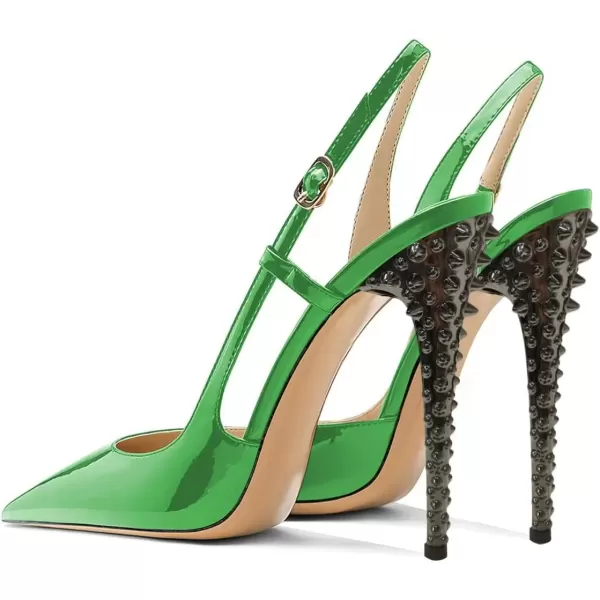 imageFSJ Women Sexy Pointed Toe DOrsay High Heel Slingback Pumps Sandals Cutout Strappy Stiletto Slip On Party Prom Formal Shoes Size 415 USGreenspike