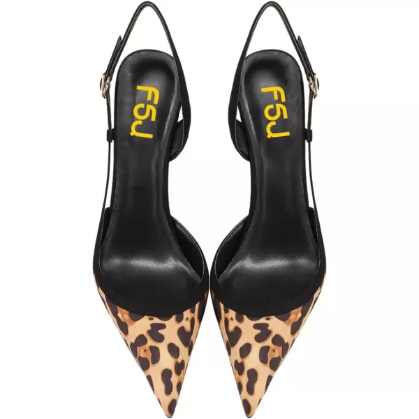 imageFSJ Women Sexy Pointed Toe DOrsay High Heel Slingback Pumps Sandals Cutout Strappy Stiletto Slip On Party Prom Formal Shoes Size 415 USLeopard Print