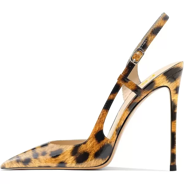 imageFSJ Women Sexy Pointed Toe DOrsay High Heel Slingback Pumps Sandals Cutout Strappy Stiletto Slip On Party Prom Formal Shoes Size 415 USLeopard Print Patent Leather