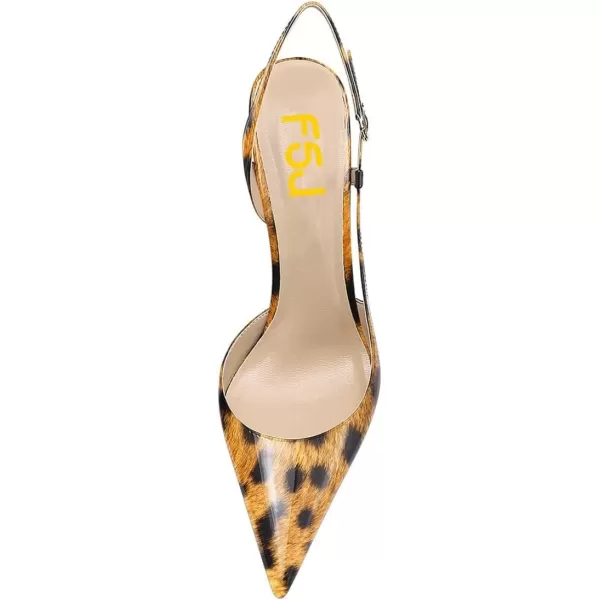 imageFSJ Women Sexy Pointed Toe DOrsay High Heel Slingback Pumps Sandals Cutout Strappy Stiletto Slip On Party Prom Formal Shoes Size 415 USLeopard Print Patent Leather