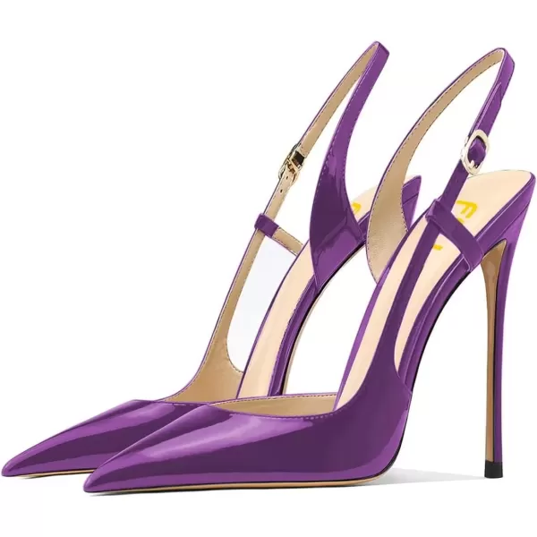 imageFSJ Women Sexy Pointed Toe DOrsay High Heel Slingback Pumps Sandals Cutout Strappy Stiletto Slip On Party Prom Formal Shoes Size 415 USPurple