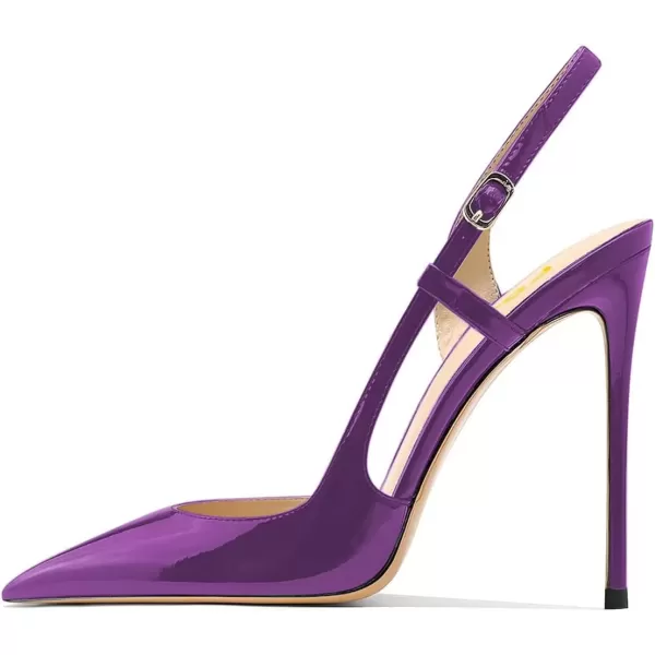 imageFSJ Women Sexy Pointed Toe DOrsay High Heel Slingback Pumps Sandals Cutout Strappy Stiletto Slip On Party Prom Formal Shoes Size 415 USPurple