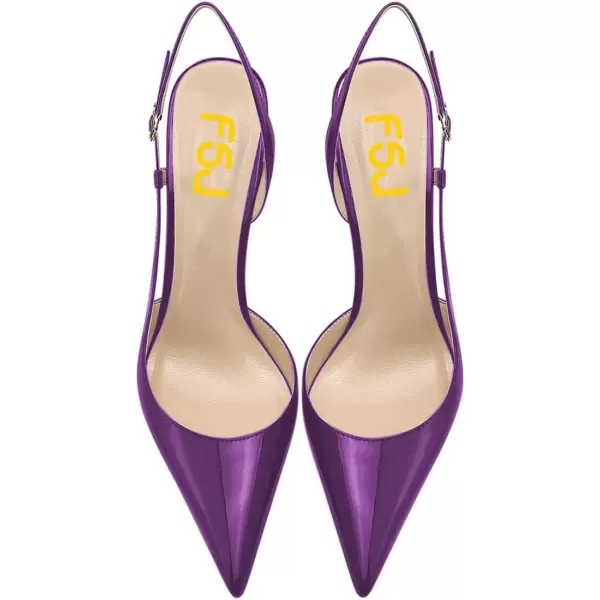 imageFSJ Women Sexy Pointed Toe DOrsay High Heel Slingback Pumps Sandals Cutout Strappy Stiletto Slip On Party Prom Formal Shoes Size 415 USPurple