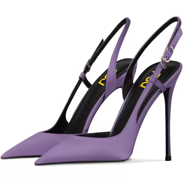 imageFSJ Women Sexy Pointed Toe DOrsay High Heel Slingback Pumps Sandals Cutout Strappy Stiletto Slip On Party Prom Formal Shoes Size 415 USPurple Satin