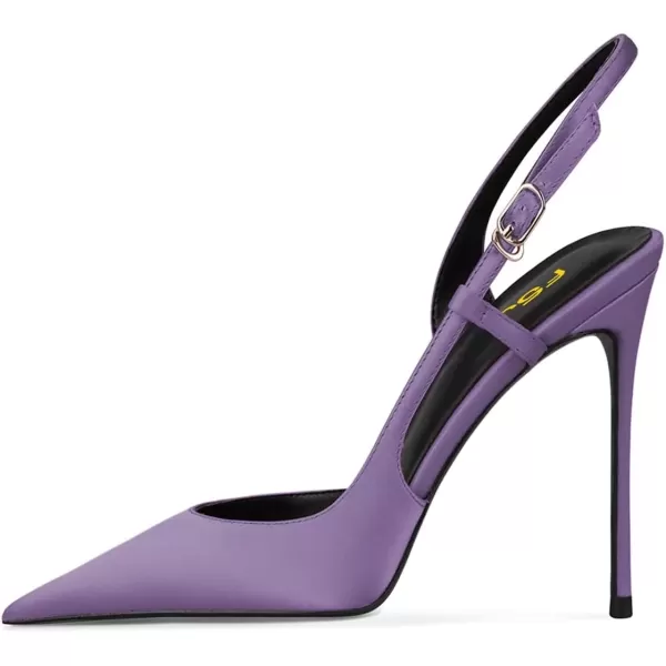 imageFSJ Women Sexy Pointed Toe DOrsay High Heel Slingback Pumps Sandals Cutout Strappy Stiletto Slip On Party Prom Formal Shoes Size 415 USPurple Satin