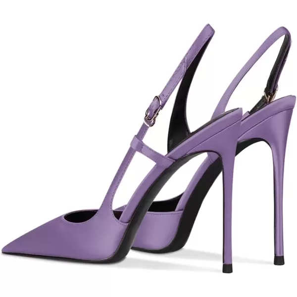 imageFSJ Women Sexy Pointed Toe DOrsay High Heel Slingback Pumps Sandals Cutout Strappy Stiletto Slip On Party Prom Formal Shoes Size 415 USPurple Satin