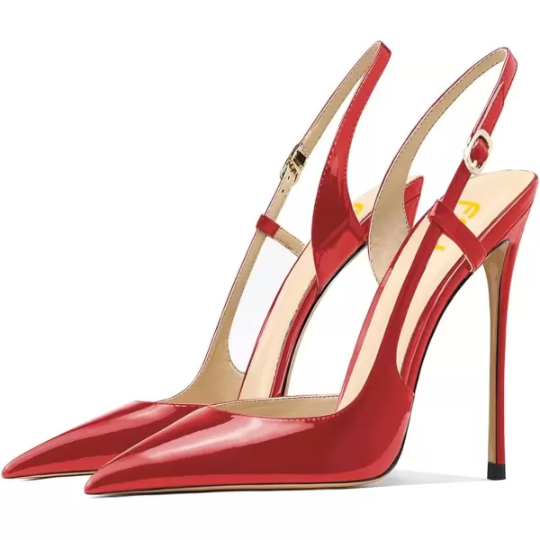 imageFSJ Women Sexy Pointed Toe DOrsay High Heel Slingback Pumps Sandals Cutout Strappy Stiletto Slip On Party Prom Formal Shoes Size 415 USRed