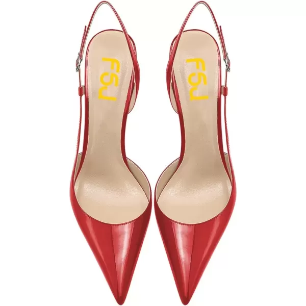 imageFSJ Women Sexy Pointed Toe DOrsay High Heel Slingback Pumps Sandals Cutout Strappy Stiletto Slip On Party Prom Formal Shoes Size 415 USRed