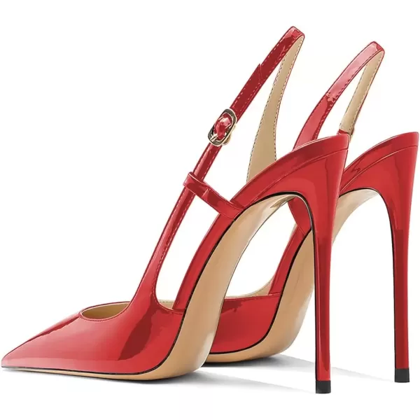 imageFSJ Women Sexy Pointed Toe DOrsay High Heel Slingback Pumps Sandals Cutout Strappy Stiletto Slip On Party Prom Formal Shoes Size 415 USRed