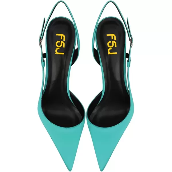 imageFSJ Women Sexy Pointed Toe DOrsay High Heel Slingback Pumps Sandals Cutout Strappy Stiletto Slip On Party Prom Formal Shoes Size 415 USSeablue Satin