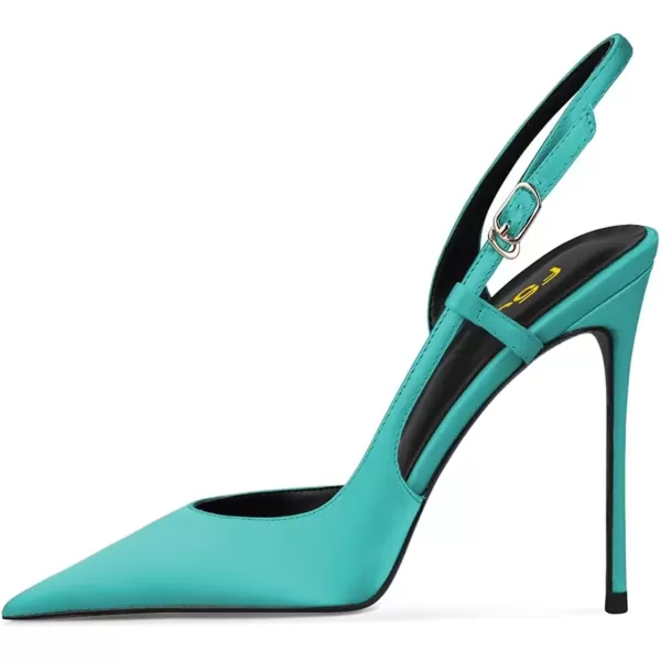 imageFSJ Women Sexy Pointed Toe DOrsay High Heel Slingback Pumps Sandals Cutout Strappy Stiletto Slip On Party Prom Formal Shoes Size 415 USSeablue Satin