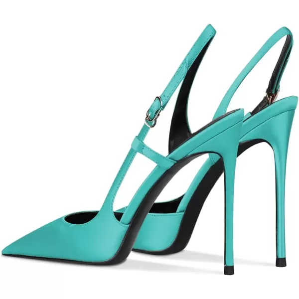 imageFSJ Women Sexy Pointed Toe DOrsay High Heel Slingback Pumps Sandals Cutout Strappy Stiletto Slip On Party Prom Formal Shoes Size 415 USSeablue Satin