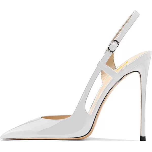 imageFSJ Women Sexy Pointed Toe DOrsay High Heel Slingback Pumps Sandals Cutout Strappy Stiletto Slip On Party Prom Formal Shoes Size 415 USWhite