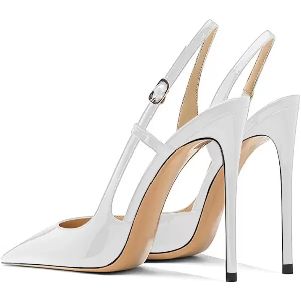 imageFSJ Women Sexy Pointed Toe DOrsay High Heel Slingback Pumps Sandals Cutout Strappy Stiletto Slip On Party Prom Formal Shoes Size 415 USWhite