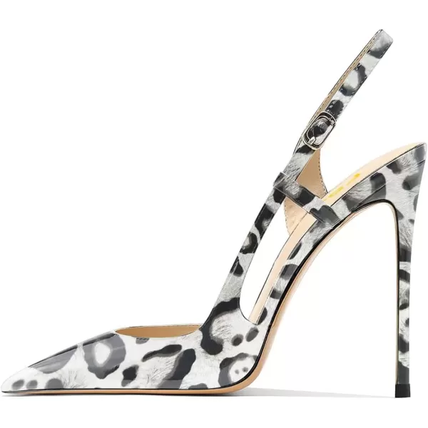 imageFSJ Women Sexy Pointed Toe DOrsay High Heel Slingback Pumps Sandals Cutout Strappy Stiletto Slip On Party Prom Formal Shoes Size 415 USWhite Tiger Stripes