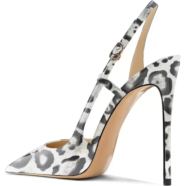 imageFSJ Women Sexy Pointed Toe DOrsay High Heel Slingback Pumps Sandals Cutout Strappy Stiletto Slip On Party Prom Formal Shoes Size 415 USWhite Tiger Stripes