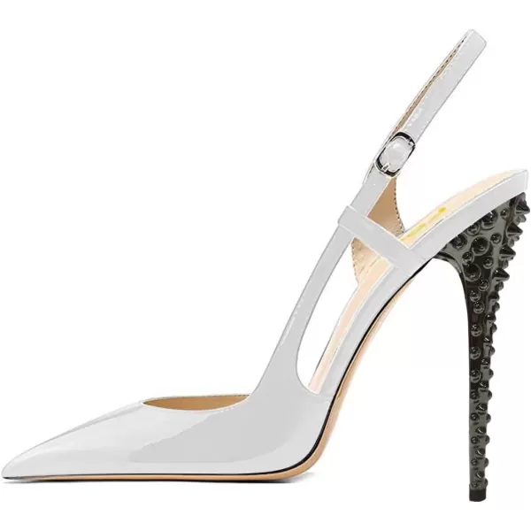 imageFSJ Women Sexy Pointed Toe DOrsay High Heel Slingback Pumps Sandals Cutout Strappy Stiletto Slip On Party Prom Formal Shoes Size 415 USWhitespike