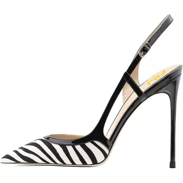 imageFSJ Women Sexy Pointed Toe DOrsay High Heel Slingback Pumps Sandals Cutout Strappy Stiletto Slip On Party Prom Formal Shoes Size 415 USZebra Print