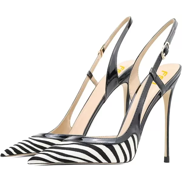imageFSJ Women Sexy Pointed Toe DOrsay High Heel Slingback Pumps Sandals Cutout Strappy Stiletto Slip On Party Prom Formal Shoes Size 415 USZebra Print
