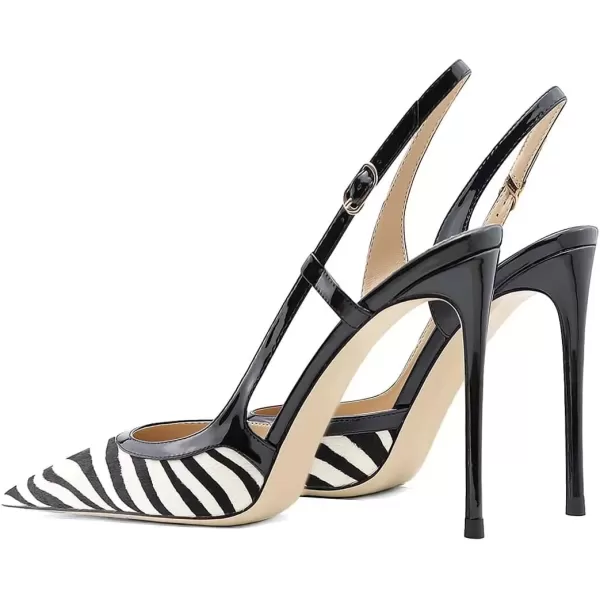 imageFSJ Women Sexy Pointed Toe DOrsay High Heel Slingback Pumps Sandals Cutout Strappy Stiletto Slip On Party Prom Formal Shoes Size 415 USZebra Print