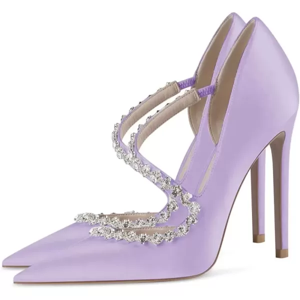imageFSJ Women Sexy Rhinestone Cross Strap Dress High Heel Rivets Closed Pointed Toe Stiletto Sandals Satin DOrsay Slip On Wedding Party Pumps Size 415 USThistle