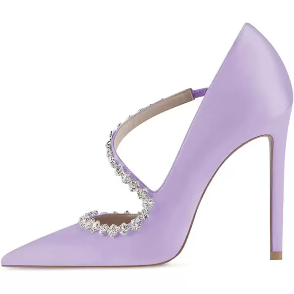 imageFSJ Women Sexy Rhinestone Cross Strap Dress High Heel Rivets Closed Pointed Toe Stiletto Sandals Satin DOrsay Slip On Wedding Party Pumps Size 415 USThistle