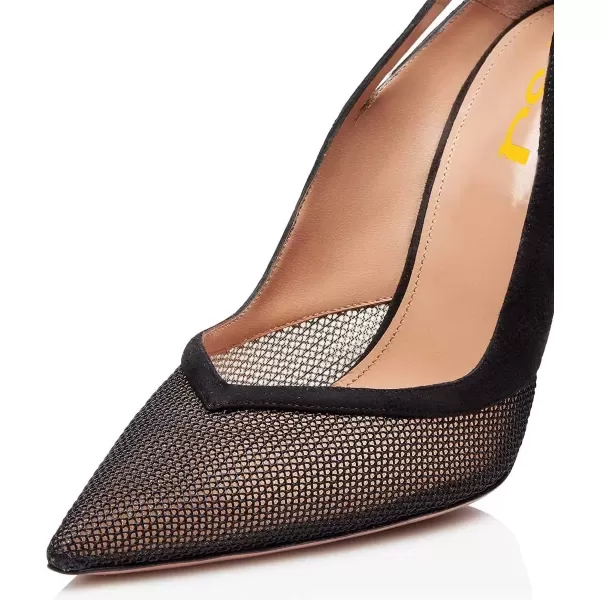 imageFSJ Women Comfy Pointed Toe Stiletto High Heel Mesh Pumps Slip on Dressy Ladies Date Shoes Size 415 USBlack